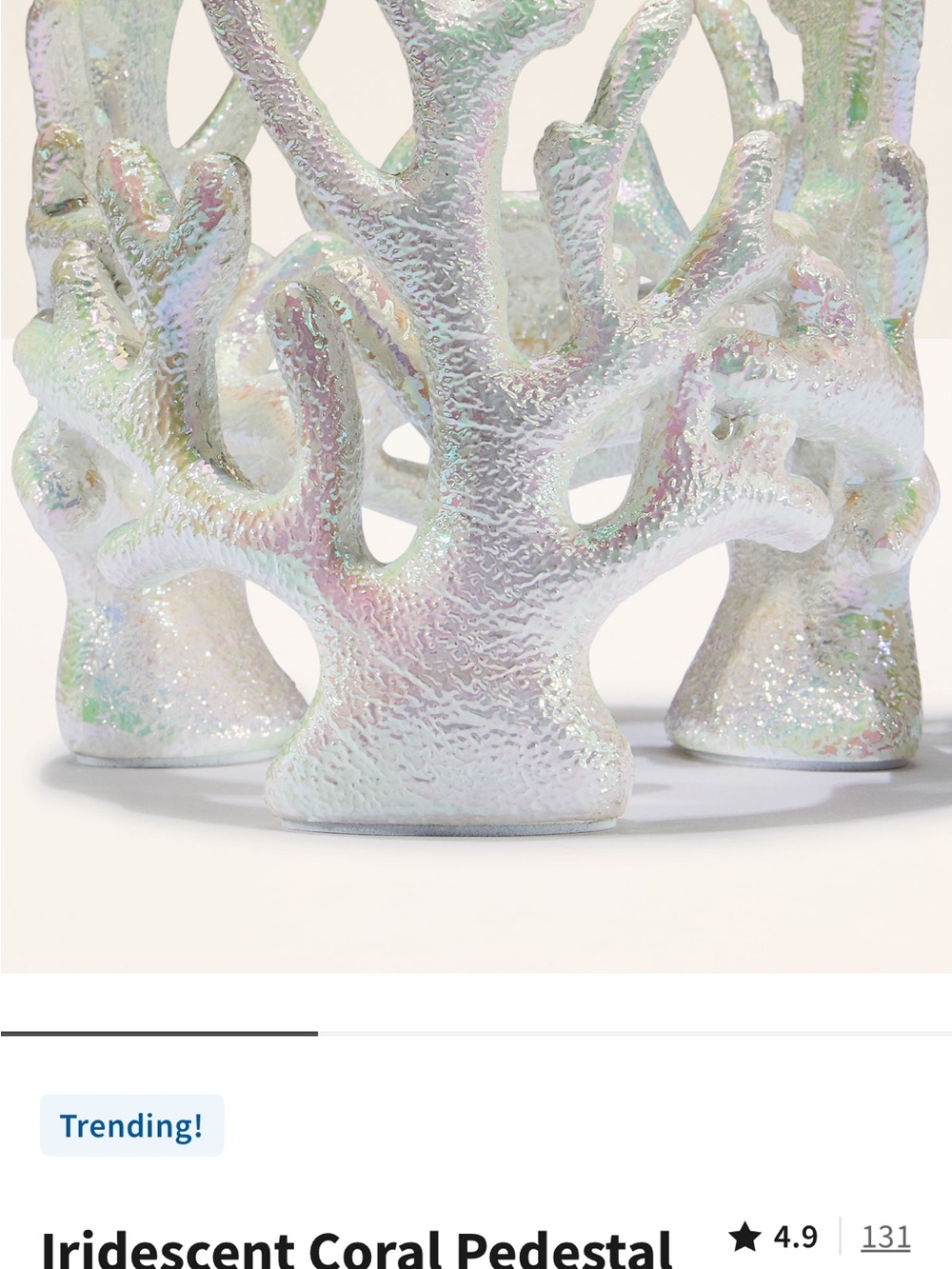 Bath & Bodyworks Iridescent Coral 3 Wick Candle Holder